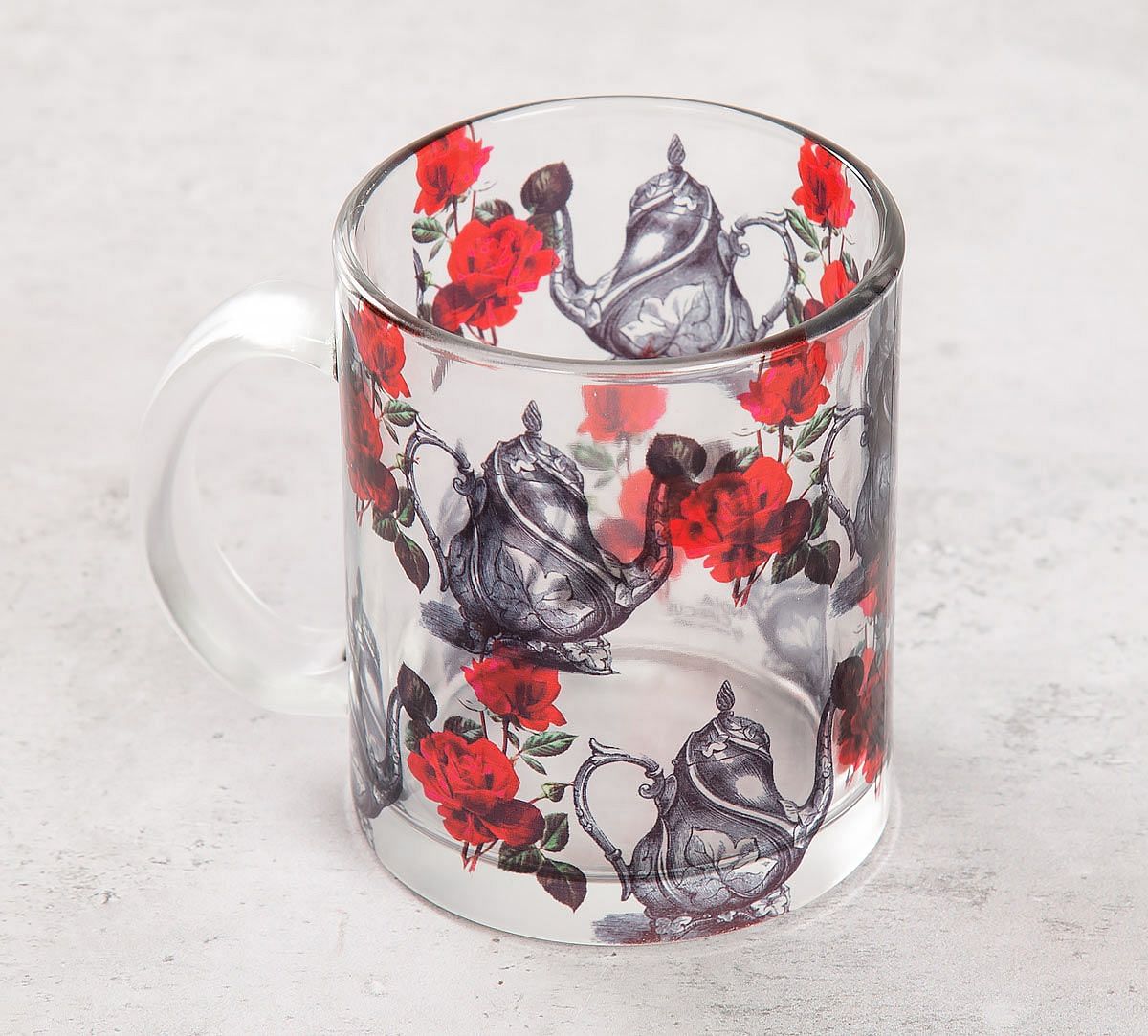 India Circus Beige Mystic Rose Kettles Glass Mug