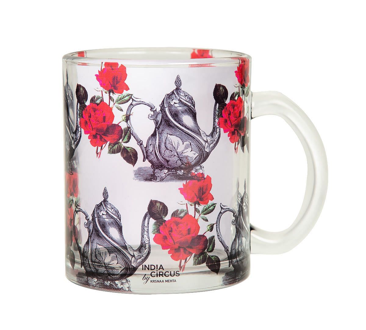 India Circus Beige Mystic Rose Kettles Glass Mug