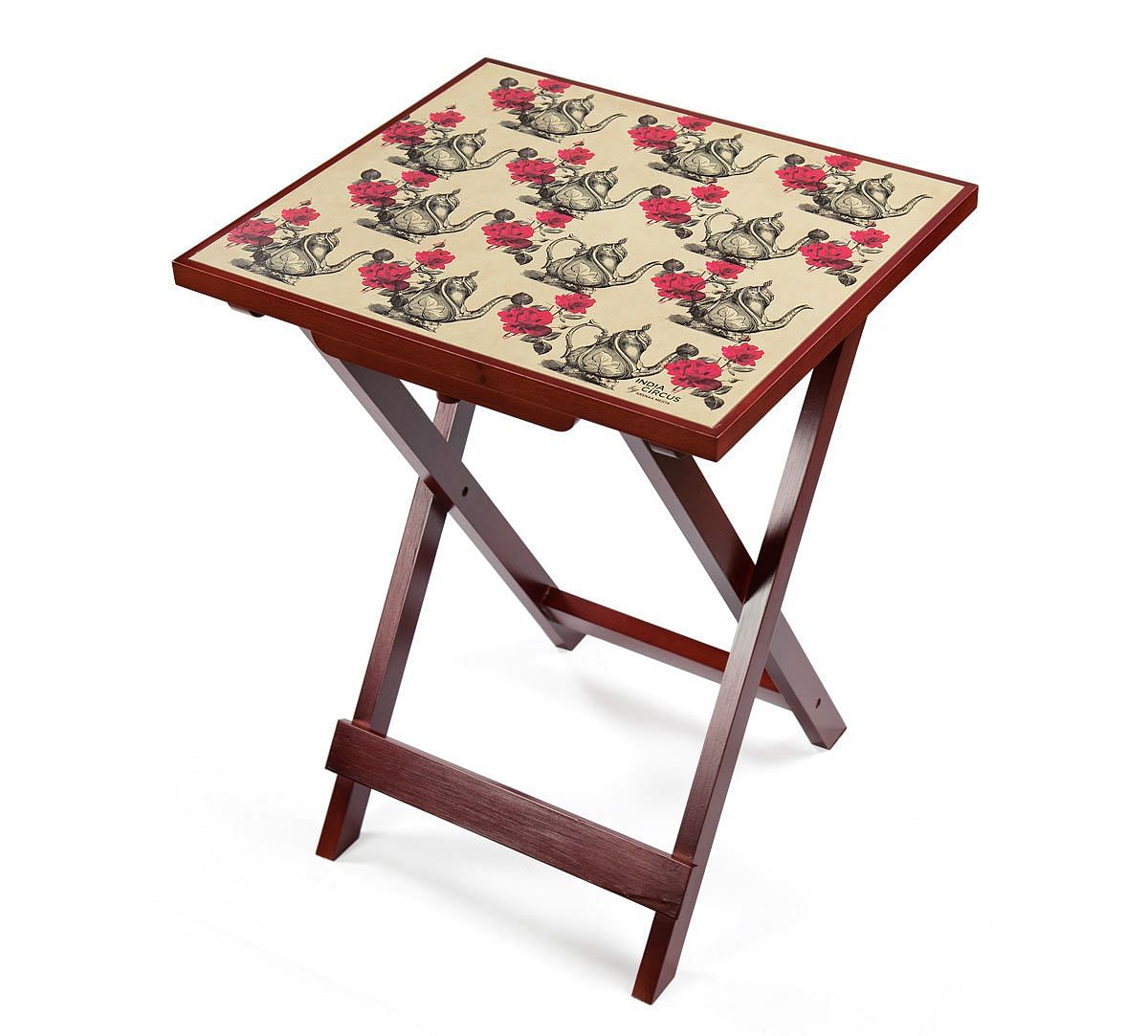 India Circus Beige Mystic Rose Kettles Side Table
