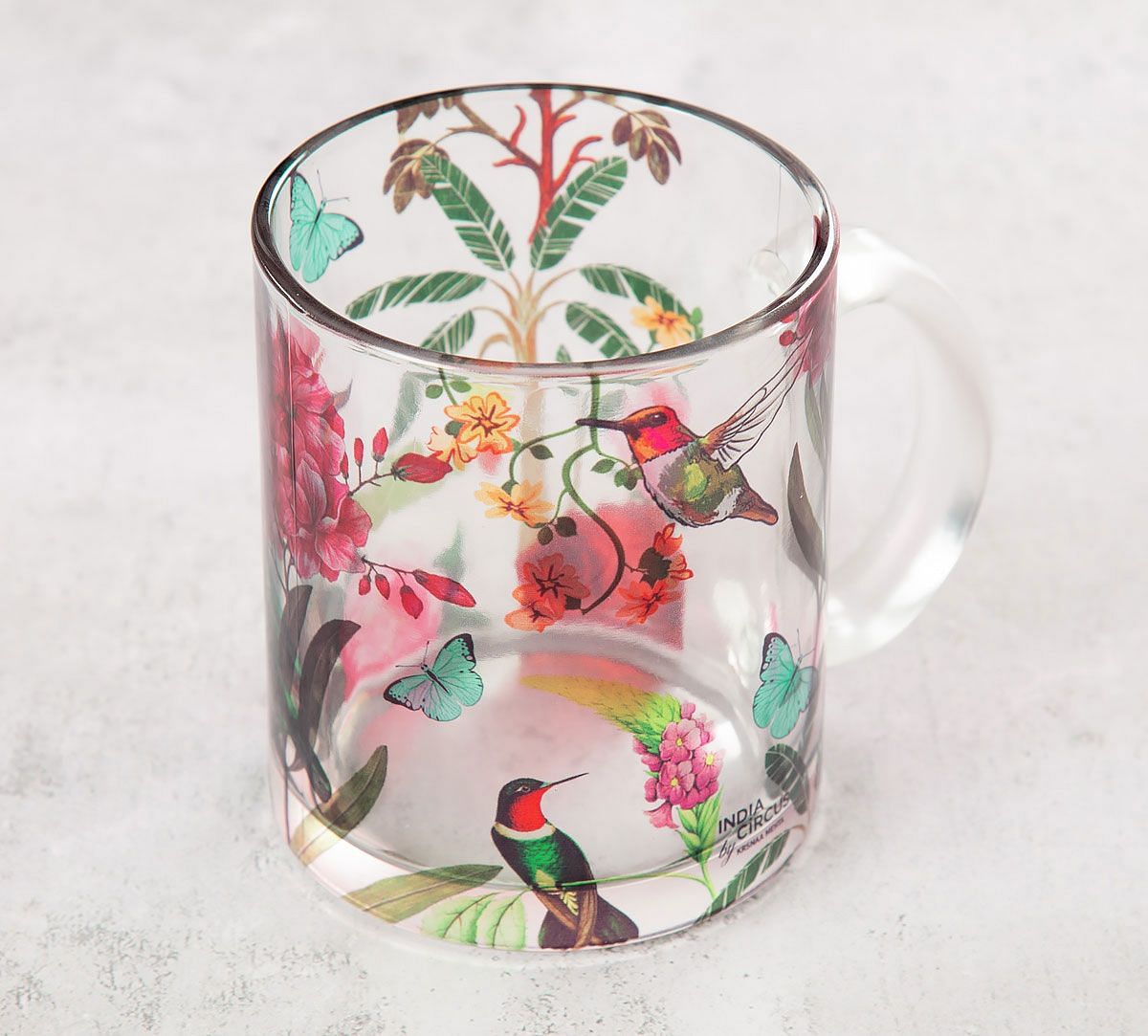 India Circus Bird Land Glass Mug