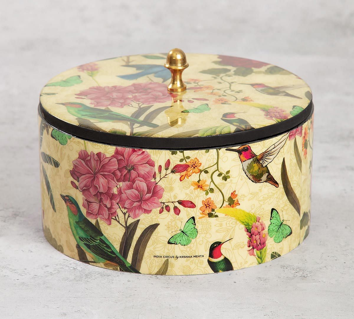 India Circus Bird Land Round Storage Box