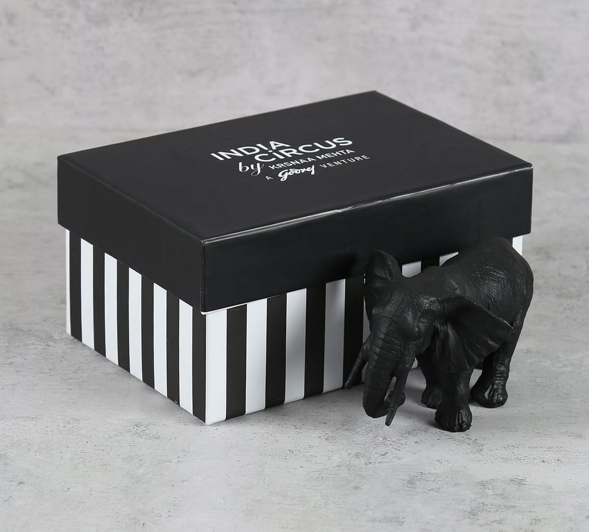 India Circus Black Baby Elephant Figurine