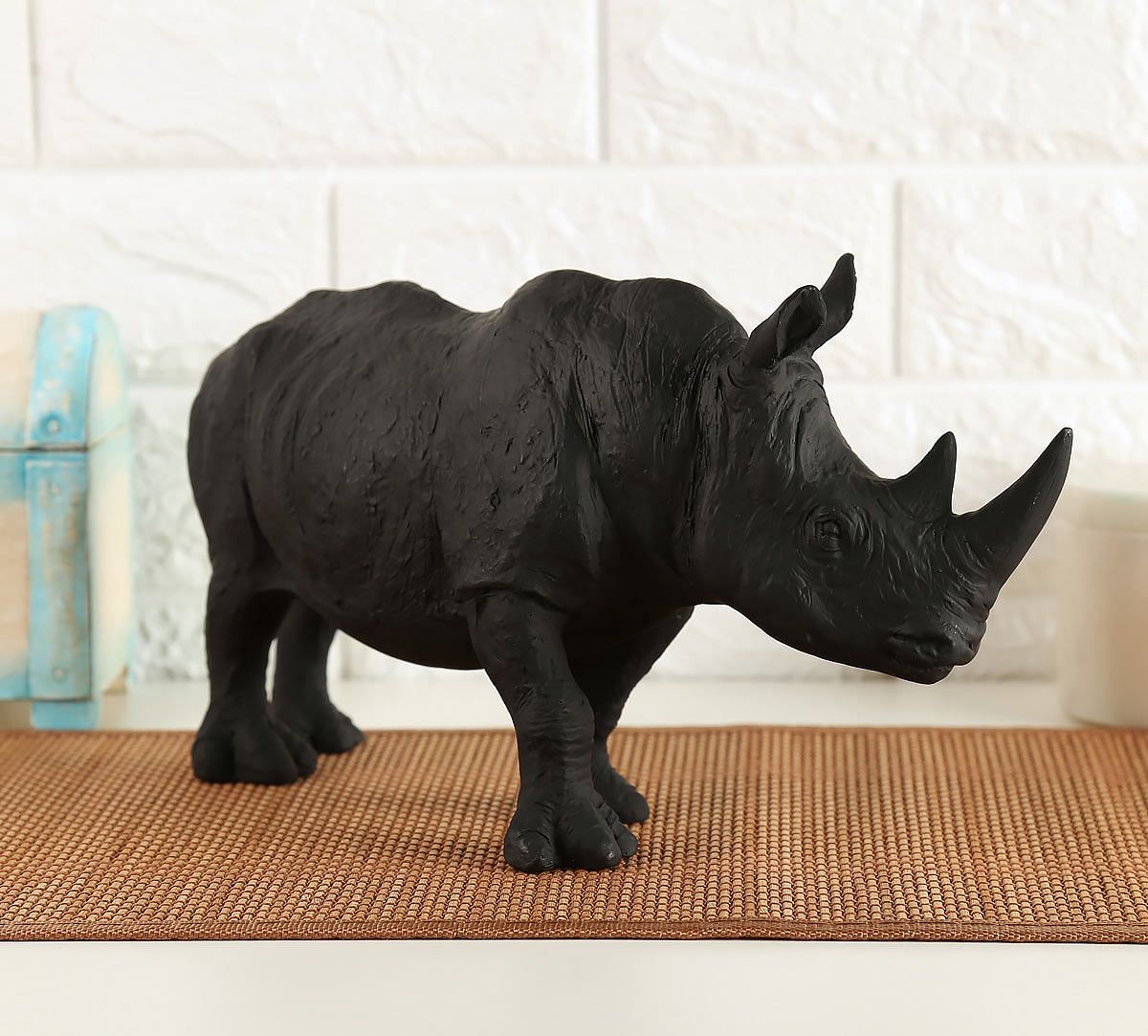 India Circus Black Rhino Calf Figurine