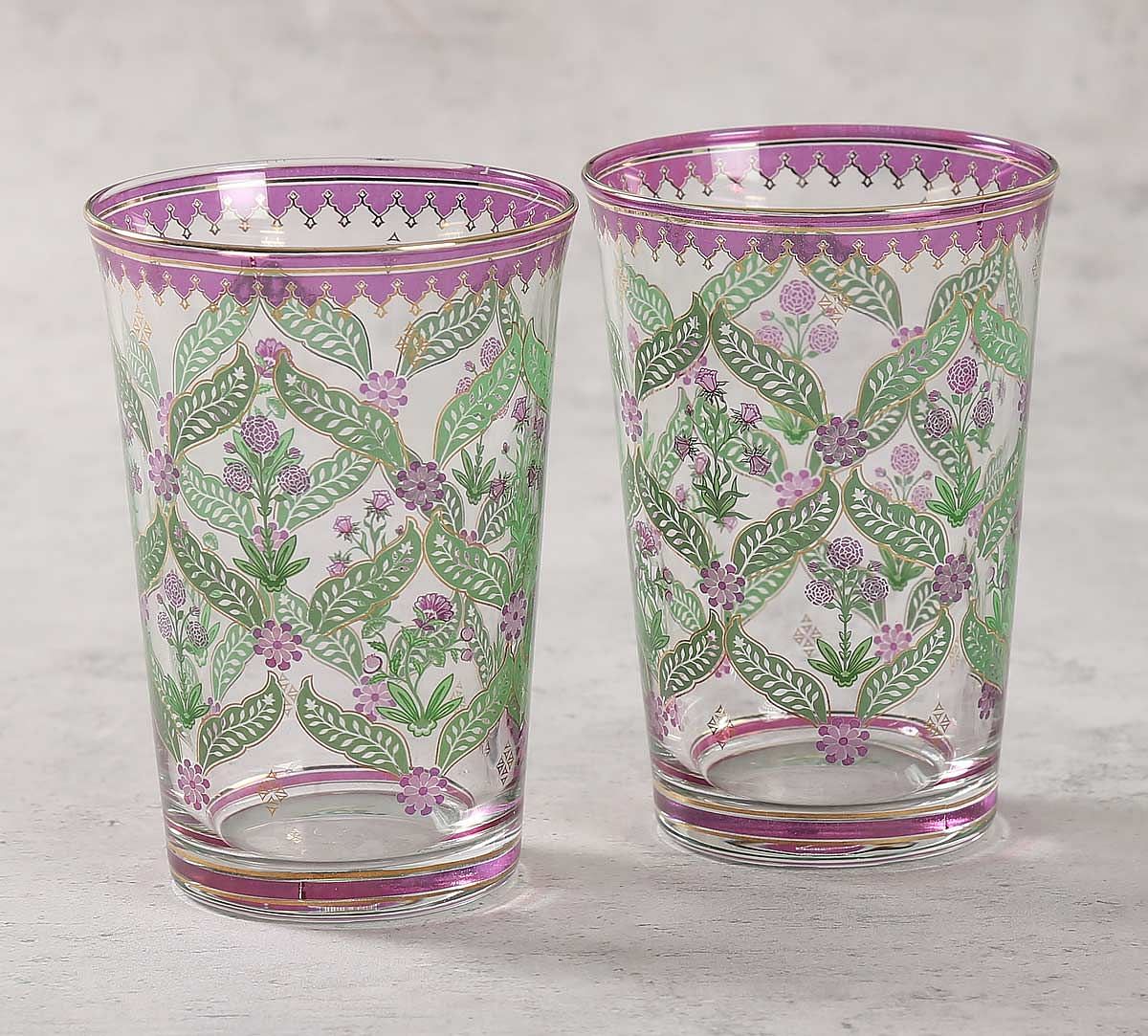 India Circus Blooming Dahlia Glass Tumbler Set of 2