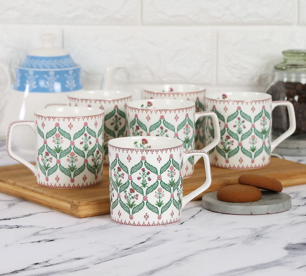 India Circus Blooming Dahlia Mug Set of 6