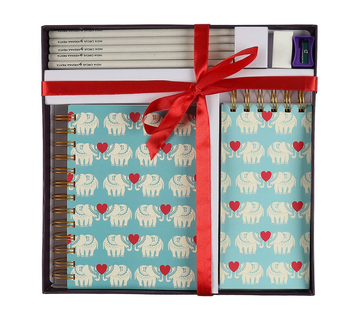 India Circus Blue Heart Tusker Stationery Combo Set