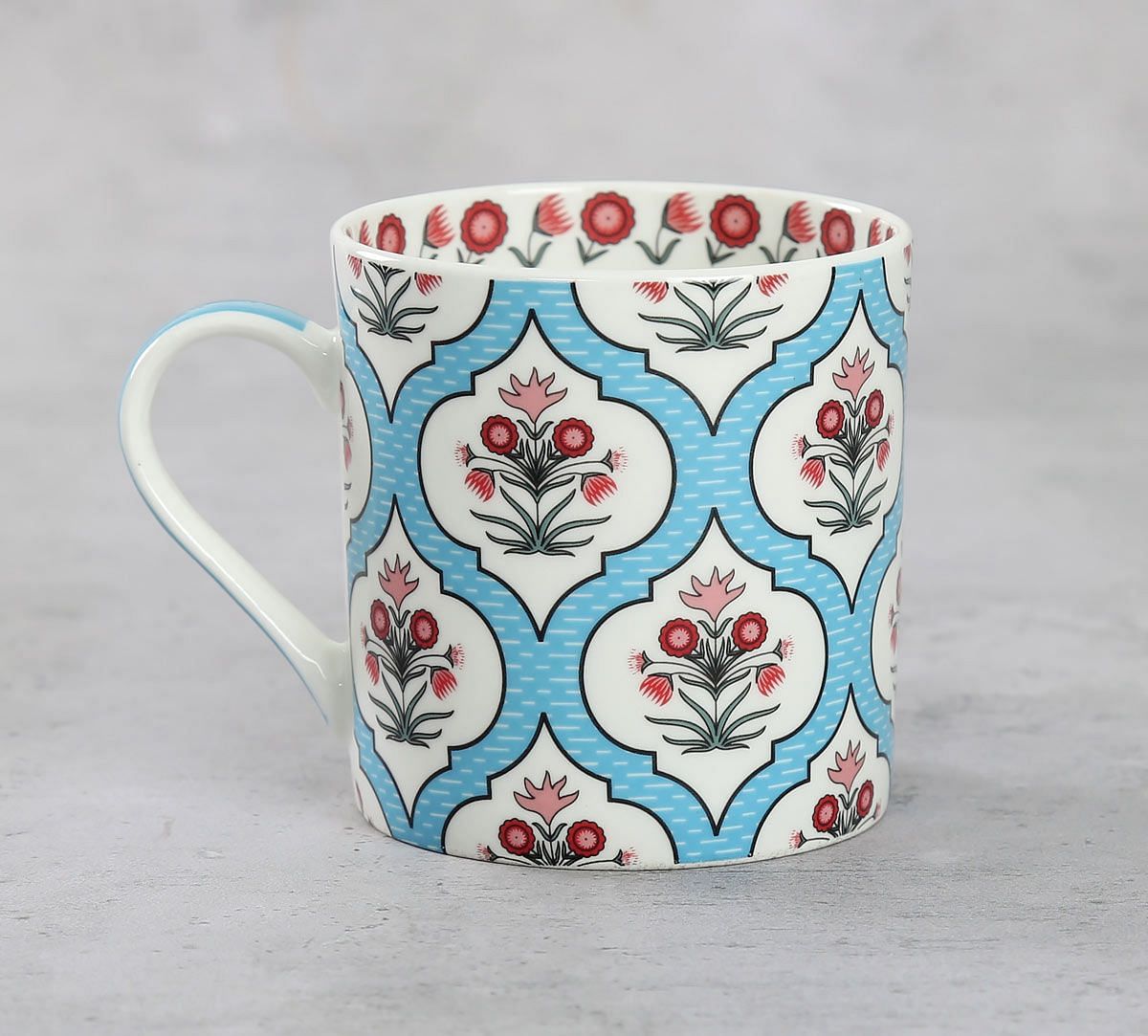 India Circus Blue Lattice Motifs Coffee Mugs Set of 6