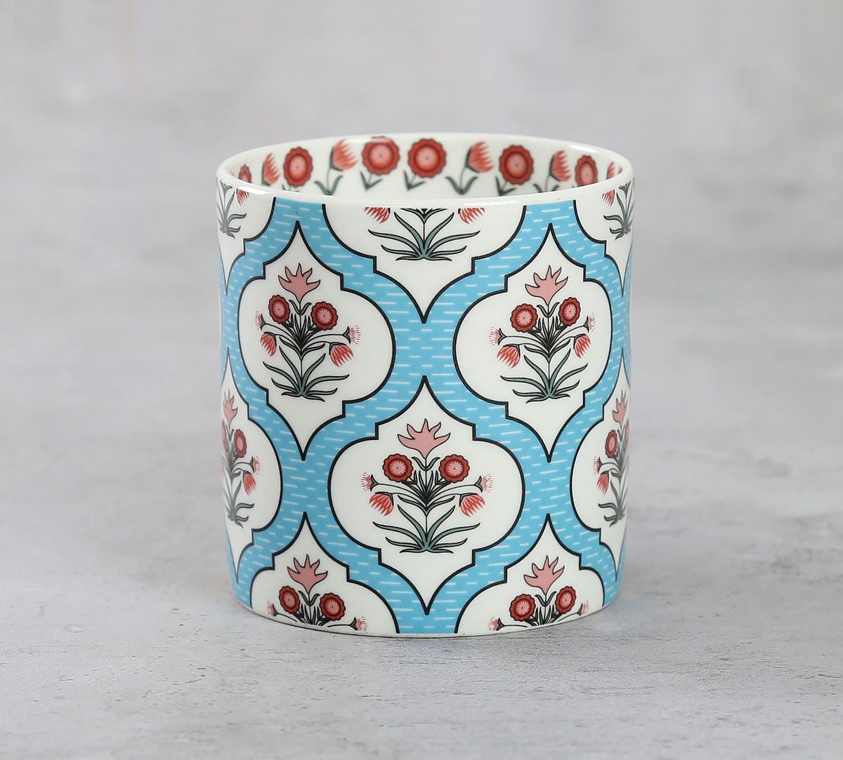 India Circus Blue Lattice Motifs Coffee Mugs Set of 6