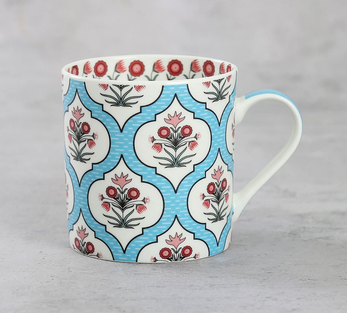 India Circus Blue Lattice Motifs Coffee Mugs Set of 6