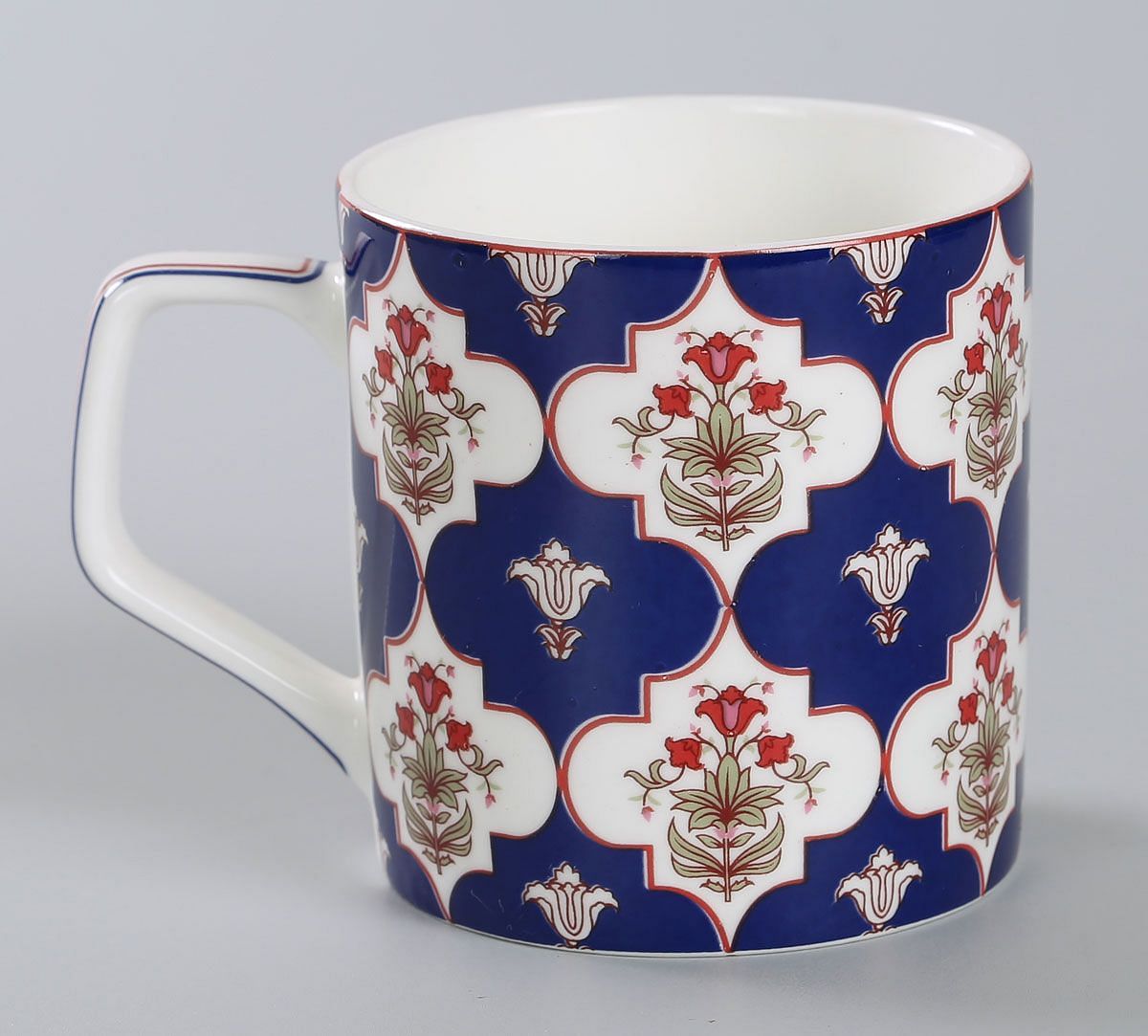 India Circus Blue Lattice Treasures Mug Set of 6