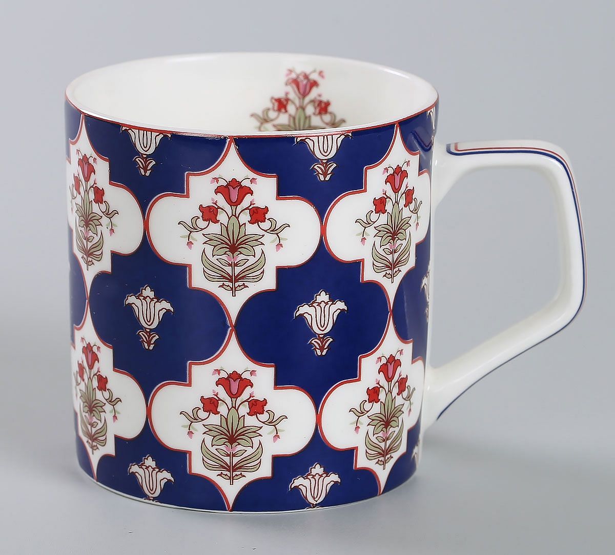 India Circus Blue Lattice Treasures Mug Set of 6