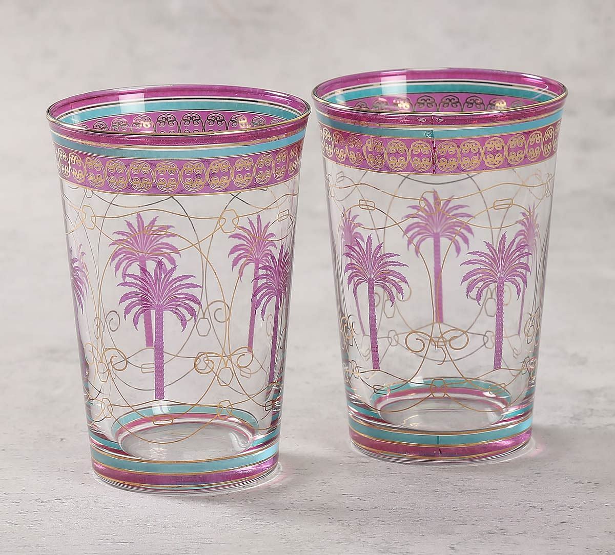 India Circus Blushed Palmeria Glass Tumbler Set of 2