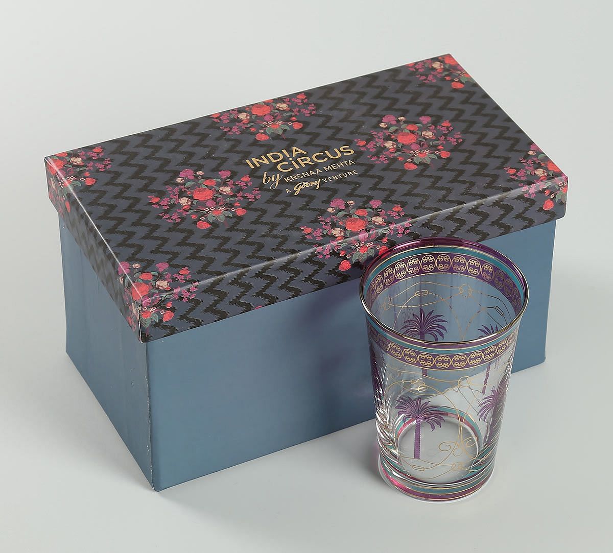India Circus Blushed Palmeria Glass Tumbler Set of 2