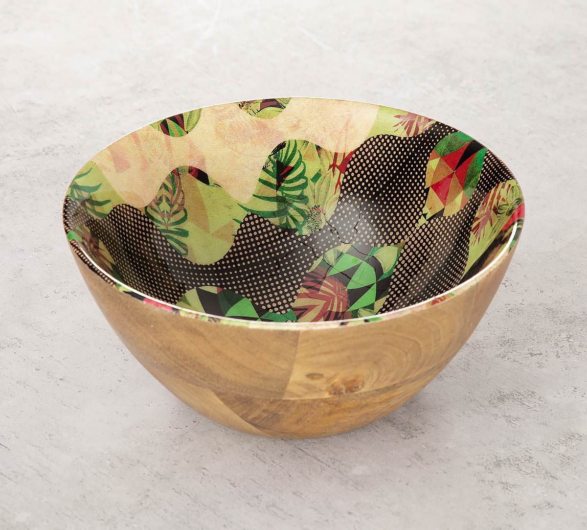 India Circus Bubbled Illusion Wooden Bowl