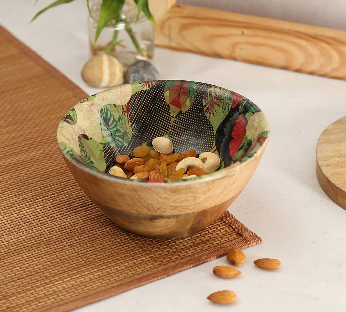 India Circus Bubbled Illusion Wooden Bowl