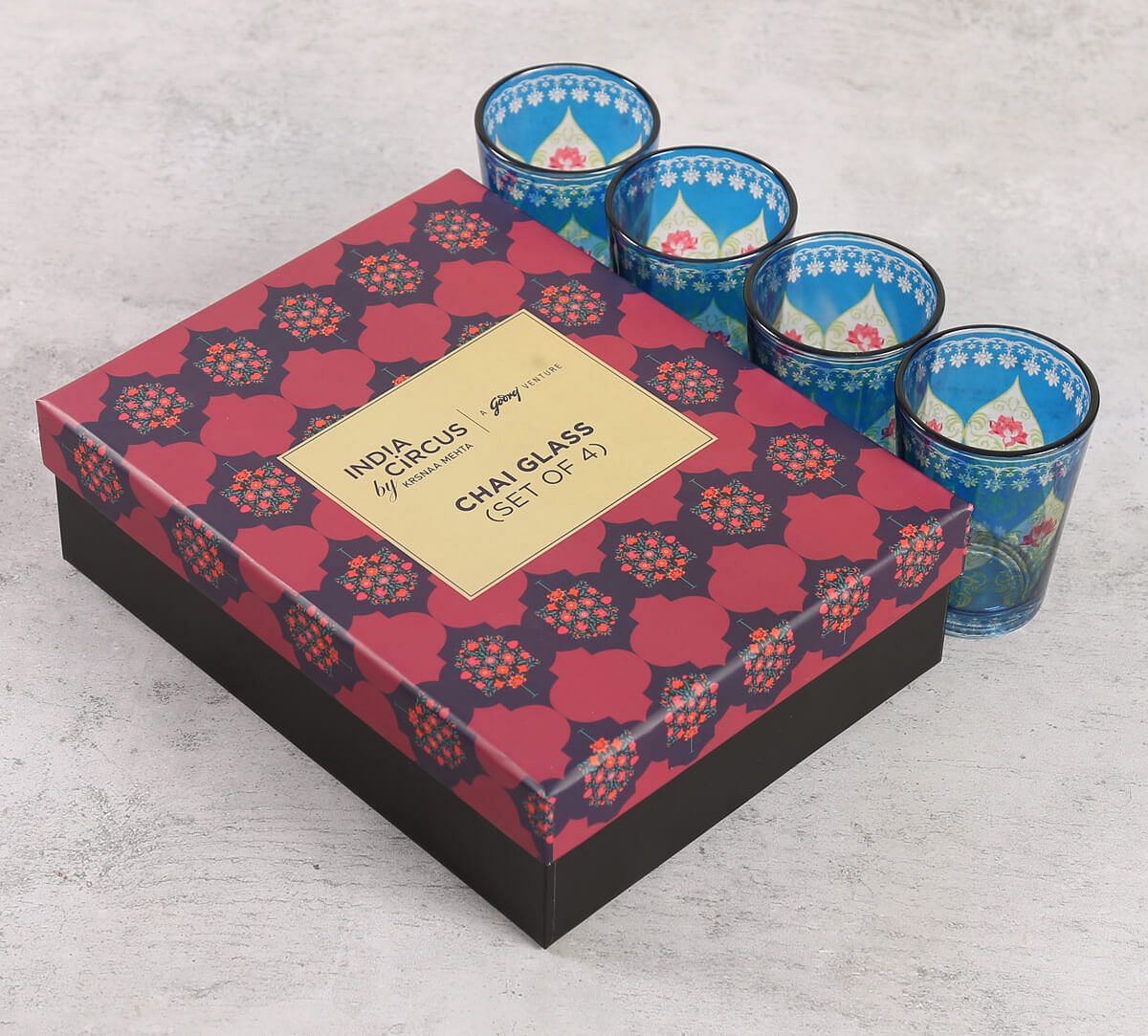 India Circus by Krsnaa Meha Beryl Fir Chai Glass Set of 4