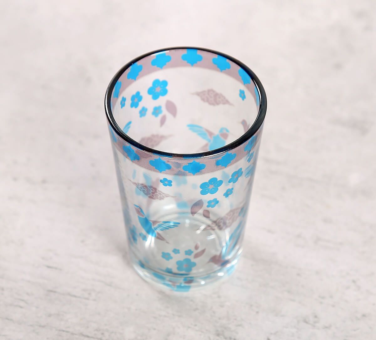 India Circus by Krsnaa Meha Grey Flock of Birds Chai Glass Set of 4
