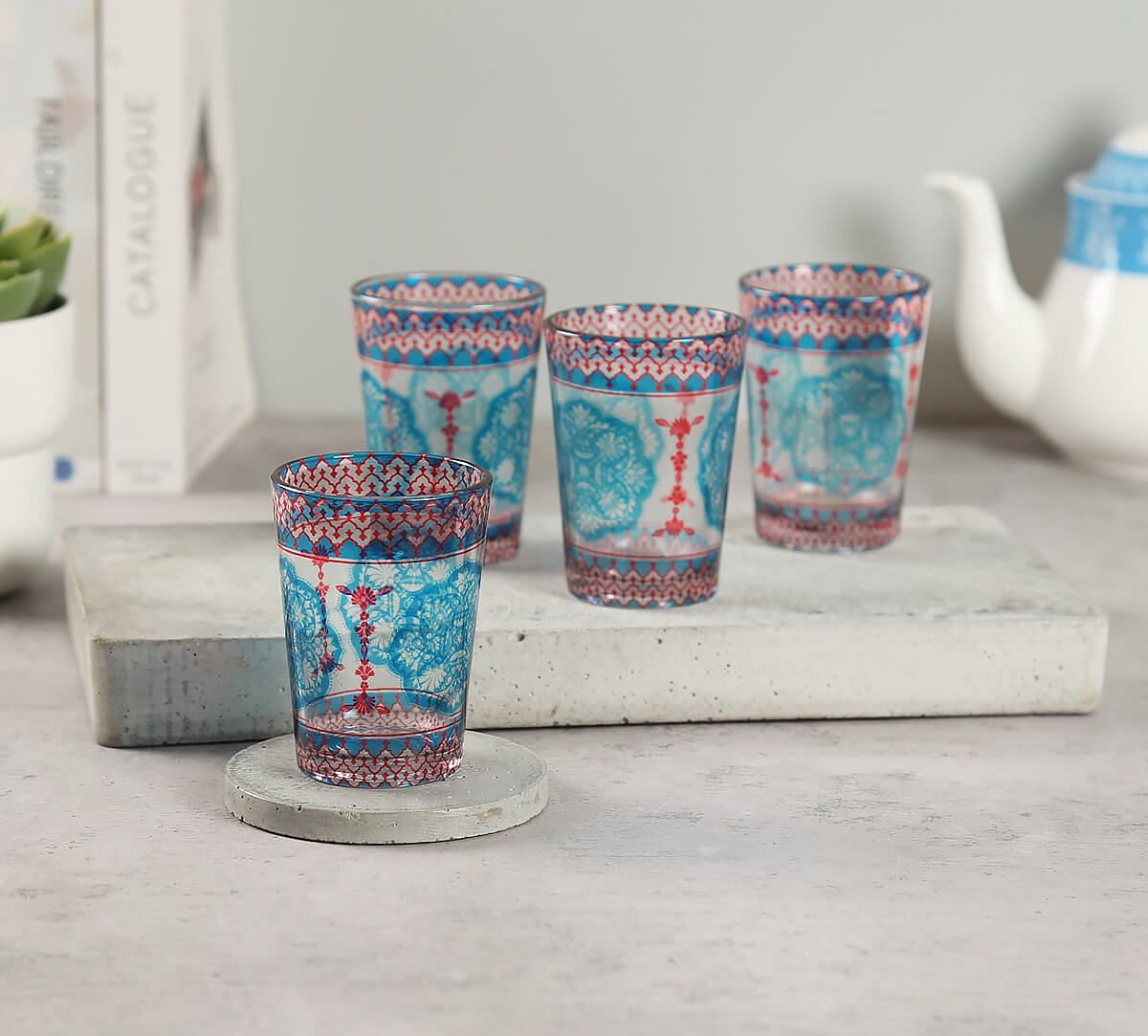 India Circus by Krsnaa Meha Modern Loom Infinity Chai Glass Set of 4