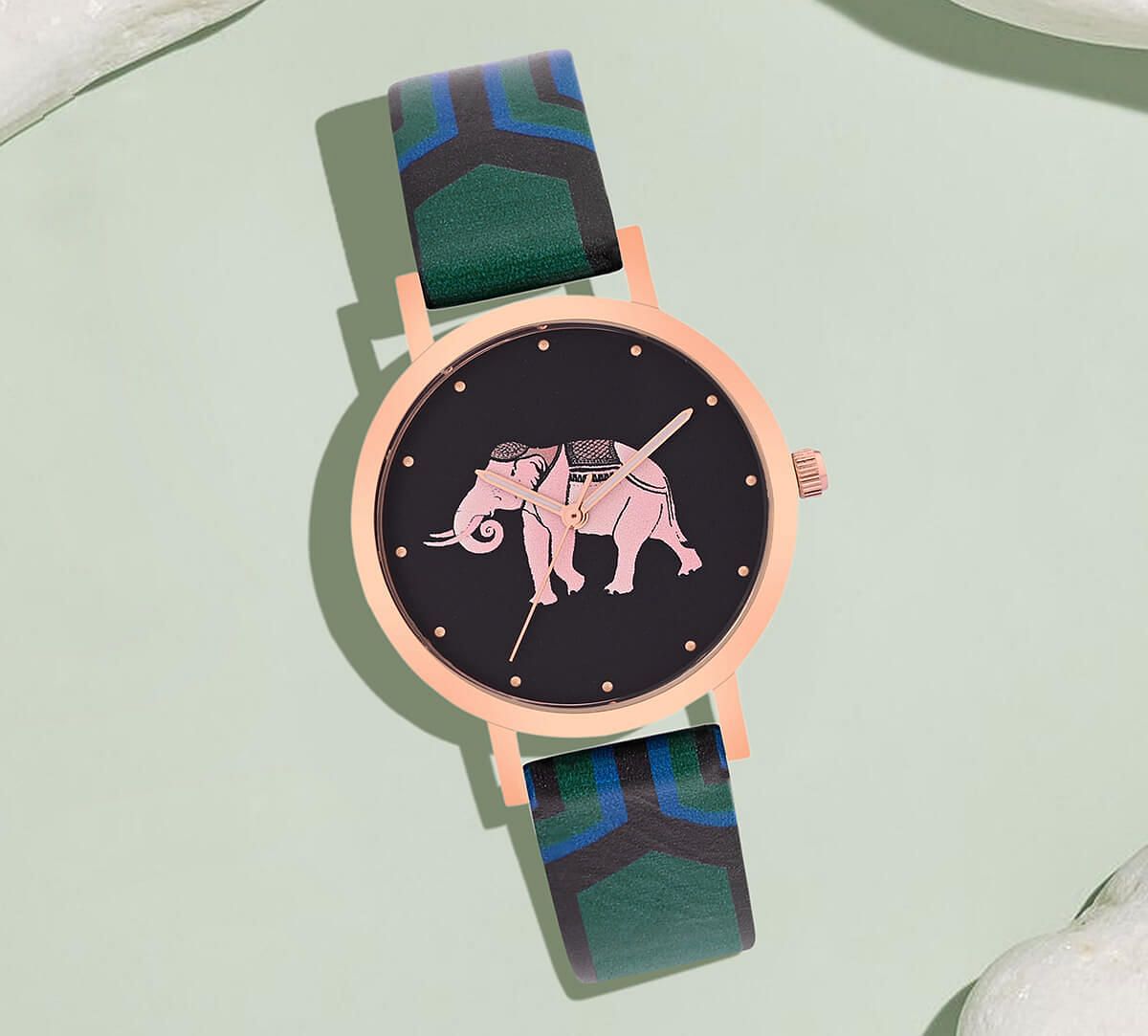 India Circus by Krsnaa Mehta Abstract Tusker Wrist Watch