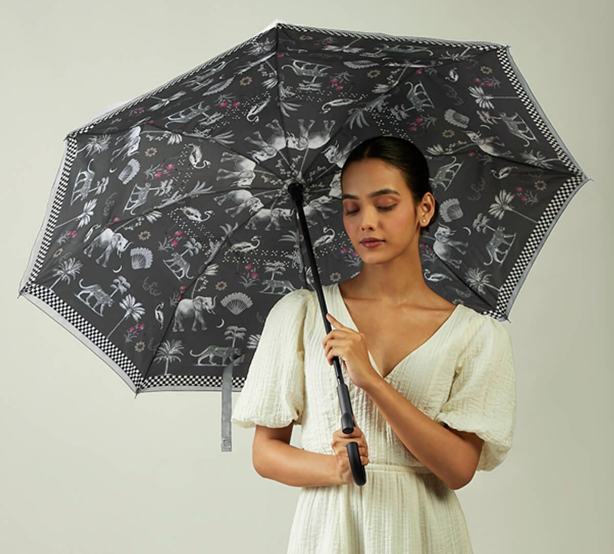 India Circus by Krsnaa Mehta Animalia Creations Reversible Umbrella