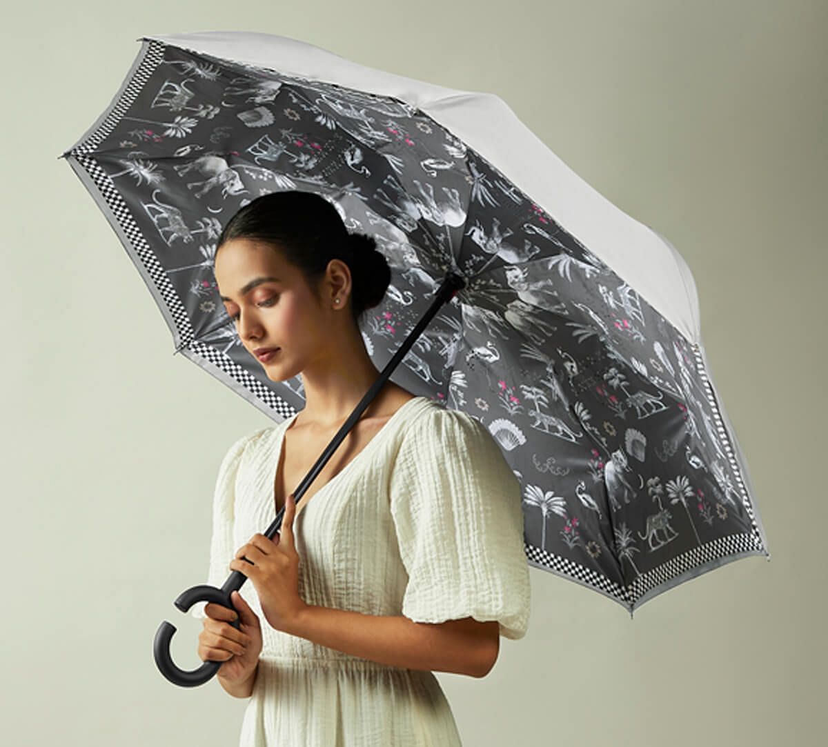 India Circus by Krsnaa Mehta Animalia Creations Reversible Umbrella