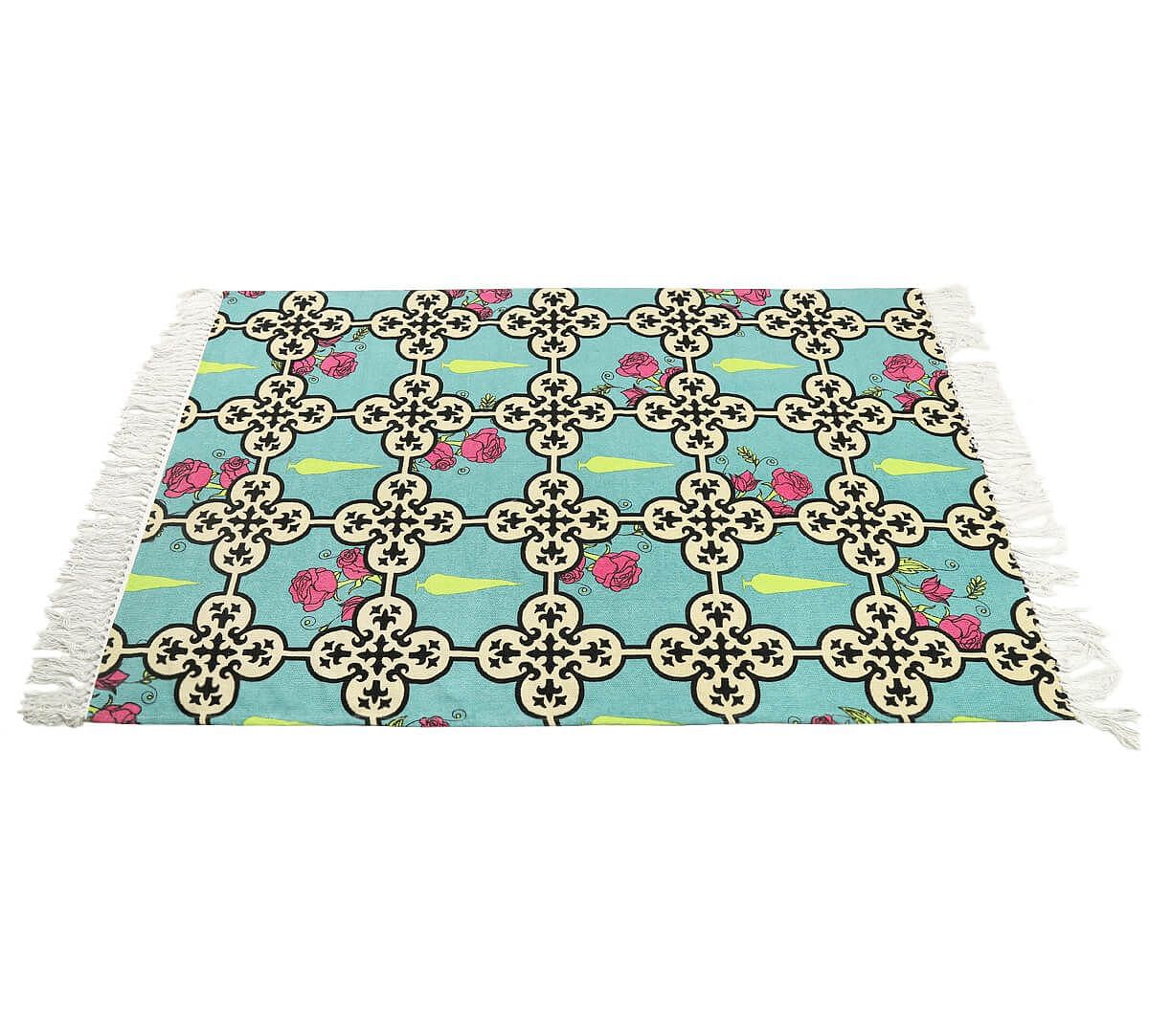 India Circus by Krsnaa Mehta Aqua Clover's Knotty Play Rug