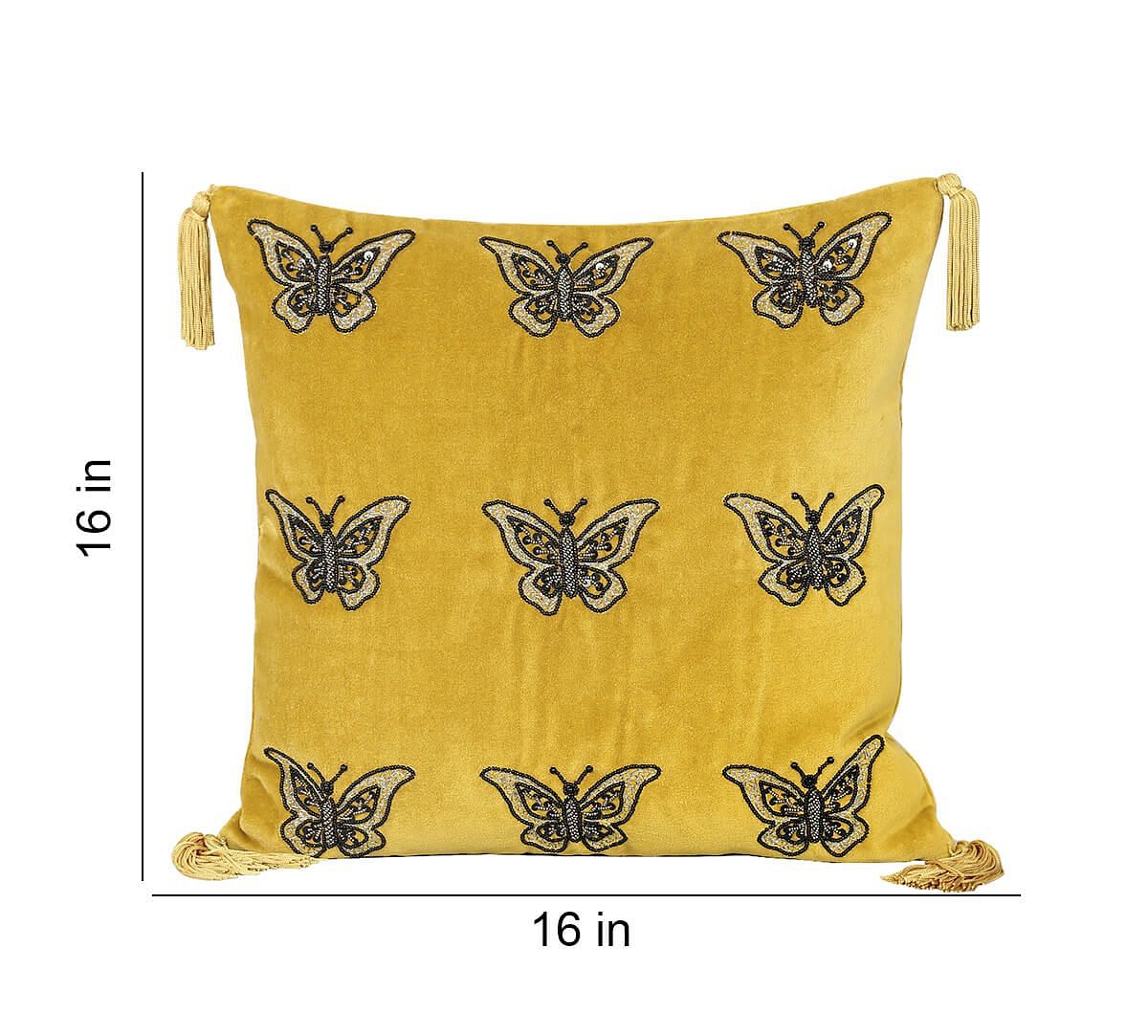 India Circus by Krsnaa Mehta Aureolin Butterfly Adorn Cushion Cover