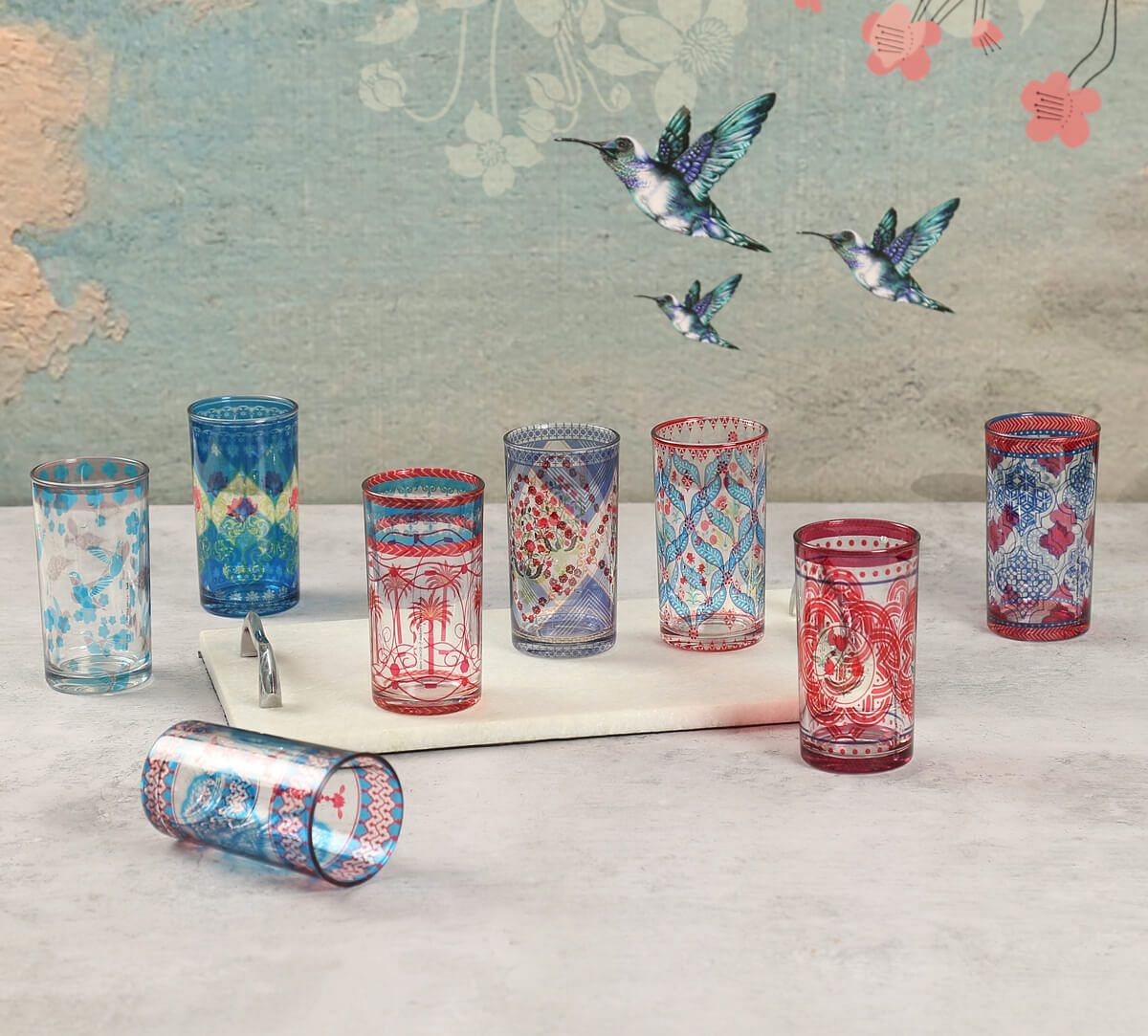 India Circus by Krsnaa Mehta Beryl fir Glass Tumbler Set of 2