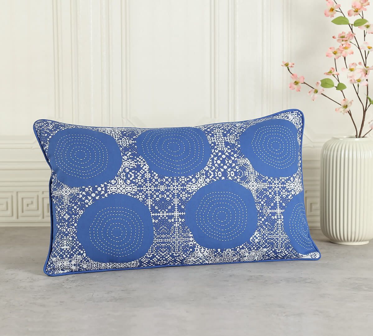 India Circus by Krsnaa Mehta Beryl indigo Rectangle Cotton Poplin Cushion Cover