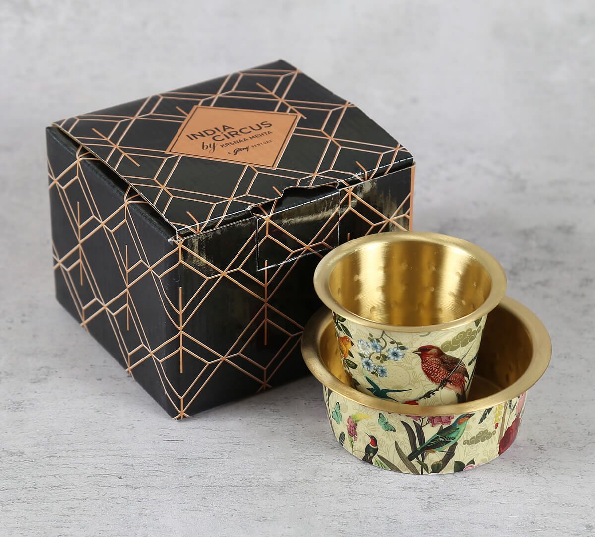 India Circus by Krsnaa Mehta Bird Land Brass Coffee Tumbler Set