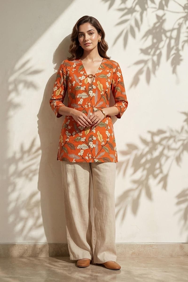 India Circus by Krsnaa Mehta Bird Land Paradise Kaftan Kurti Short