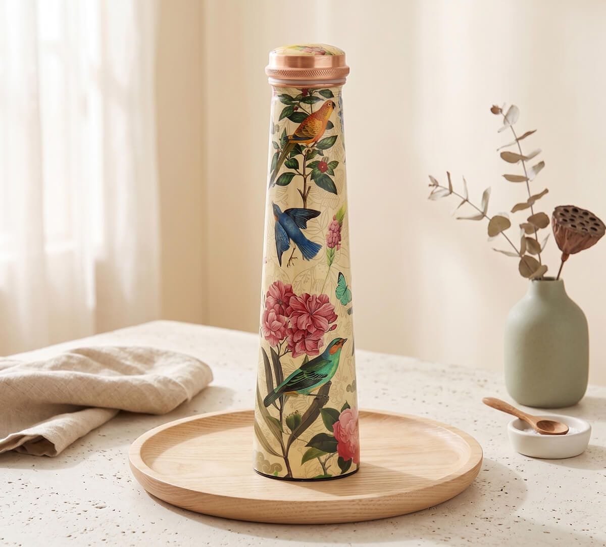 Bird Land Tapered Copper Bottle