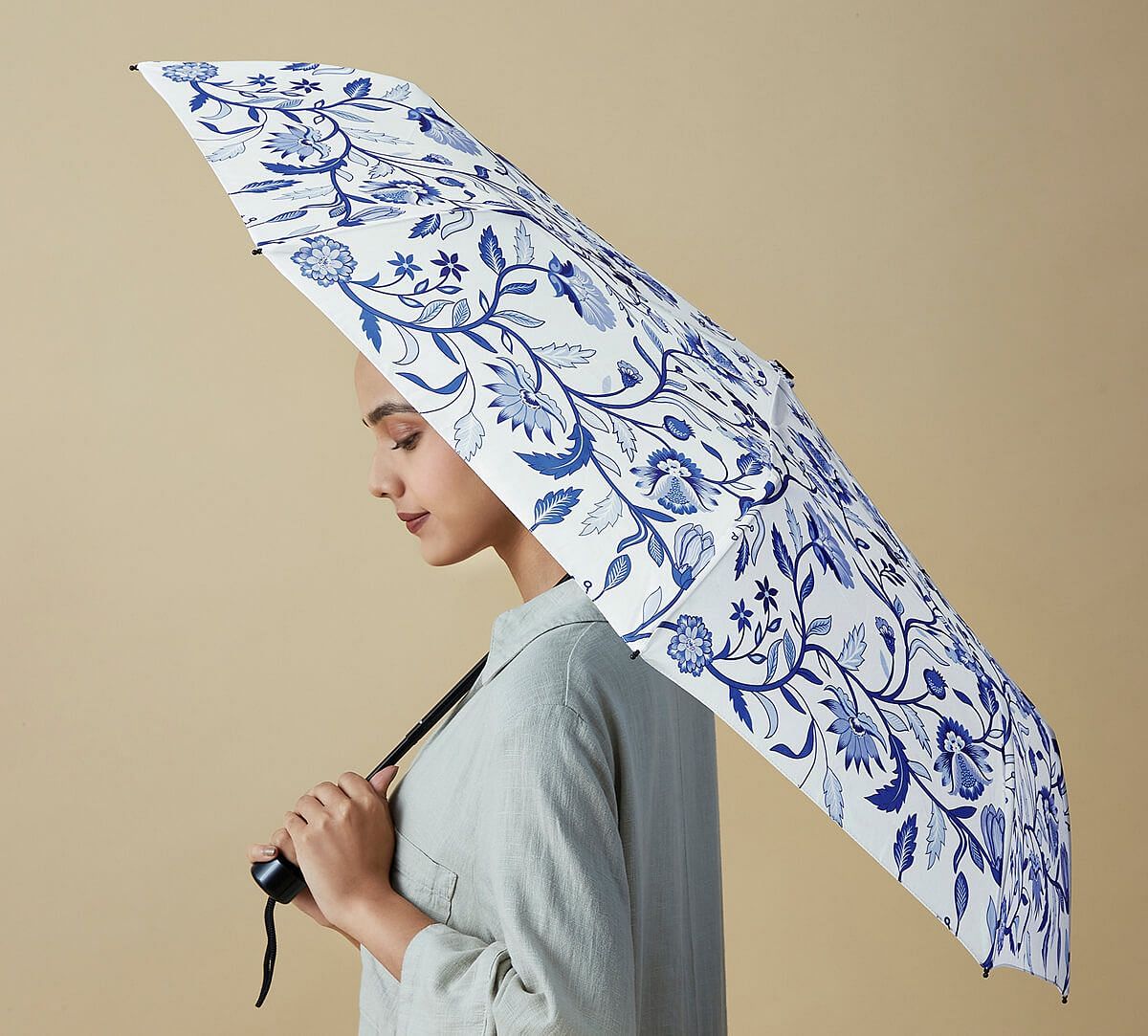 Blaue Blume 3 Fold Umbrella