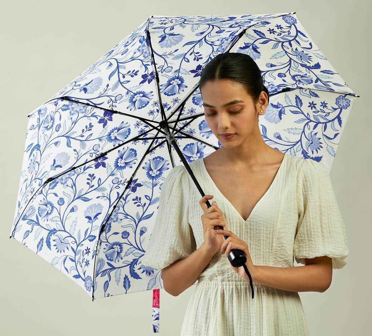 Blaue Blume 3 Fold Umbrella