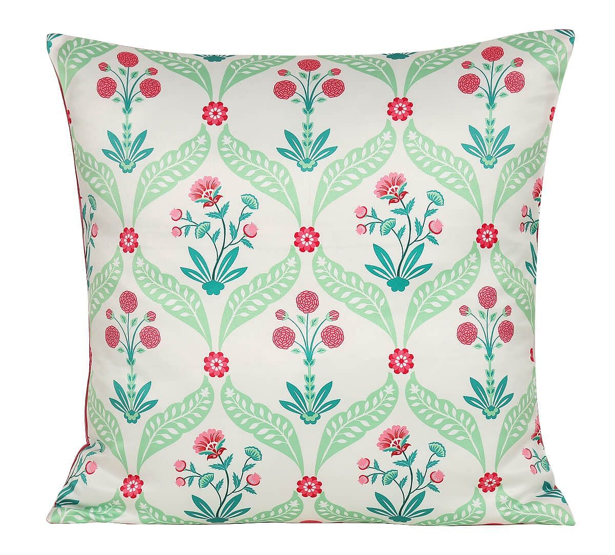 India Circus by Krsnaa Mehta Blooming Dahlia Satin Blend Cushion Cover Set of 5