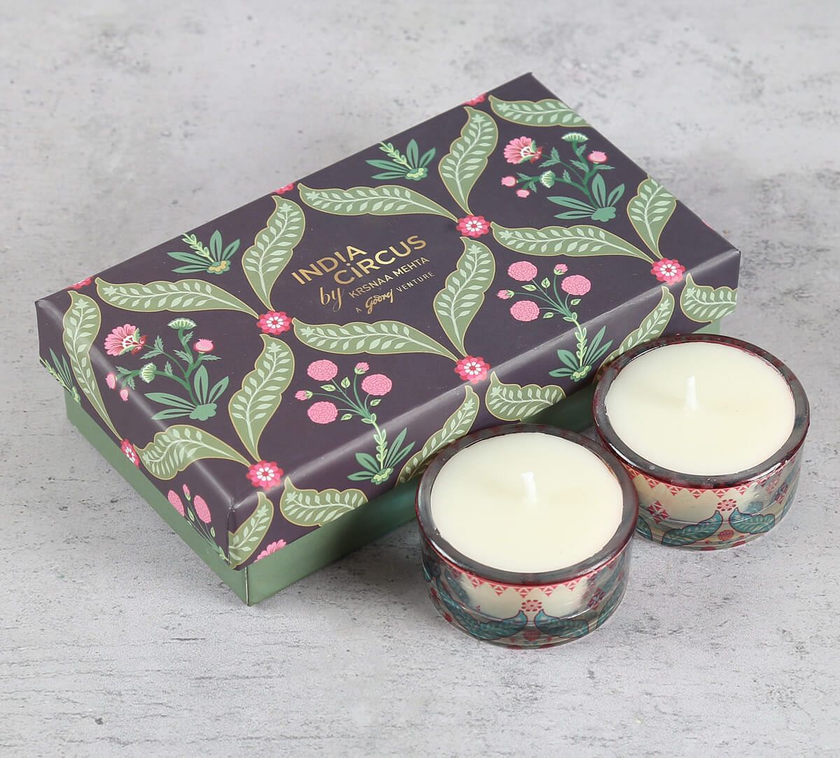 India Circus by Krsnaa Mehta Blooming Dahlia T Lite Candle Votive Set of 2