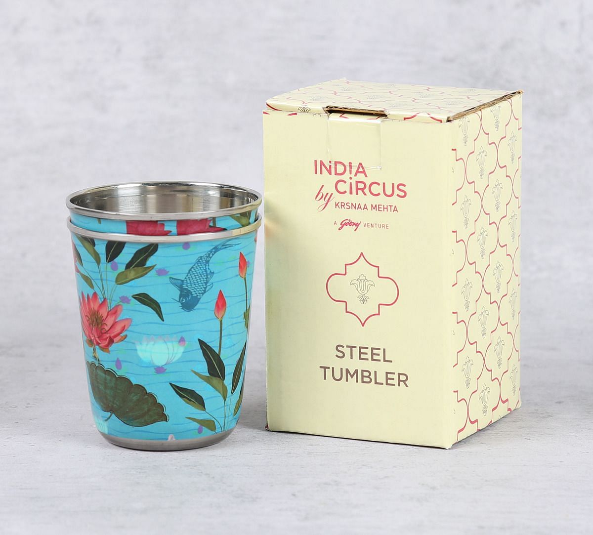 India Circus by Krsnaa Mehta Blossomy Mosaic Small Steel Tumbler Set of 2