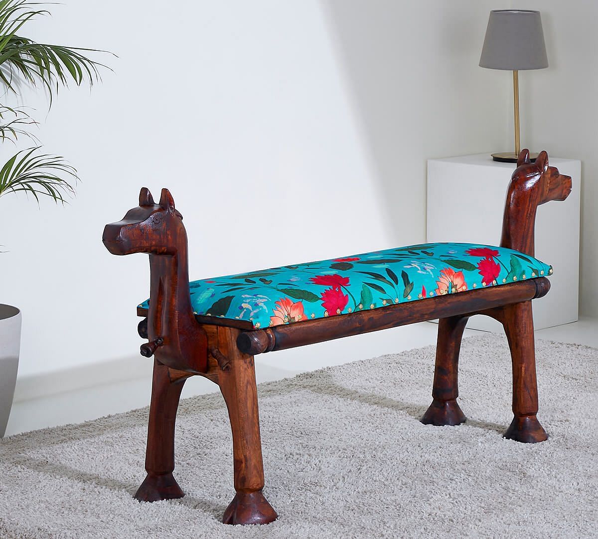 India Circus by Krsnaa Mehta Blossomy Mosaic Wooden Camel Bench