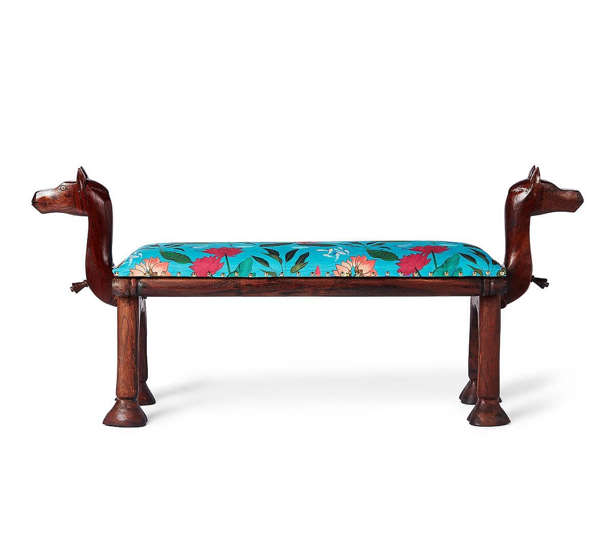 India Circus by Krsnaa Mehta Blossomy Mosaic Wooden Camel Bench