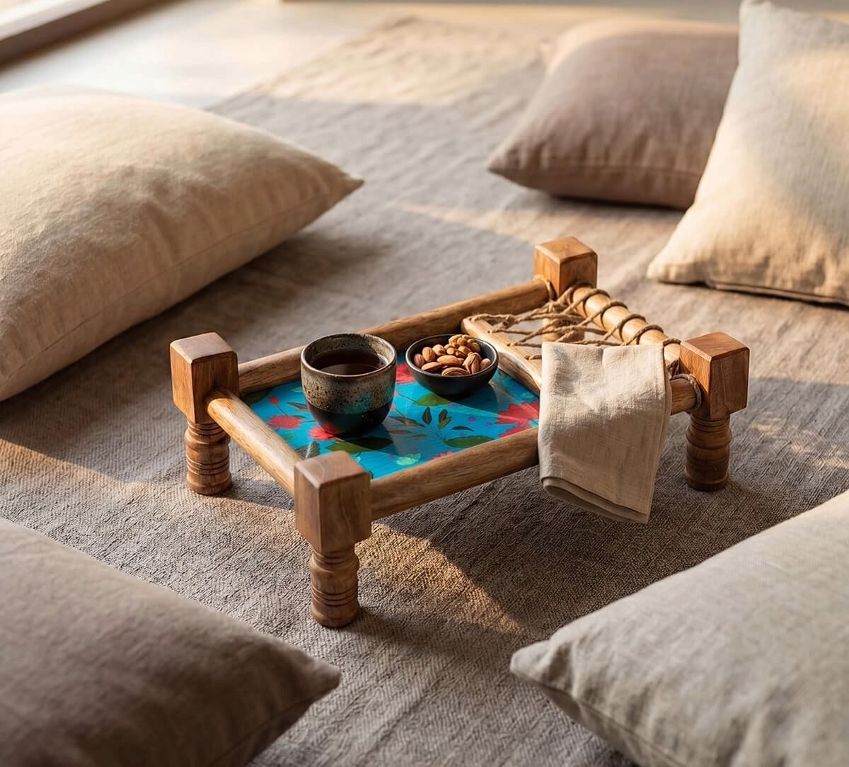 Blossomy Mosaic Wooden Platter