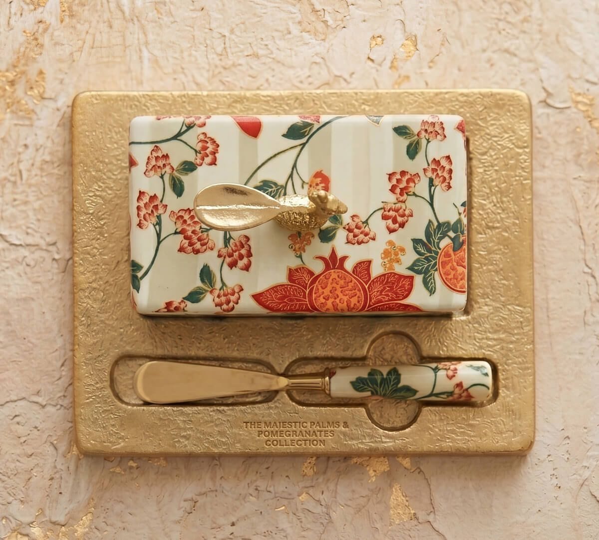 Blushed Orchard Butter Dish with Butter Knife
