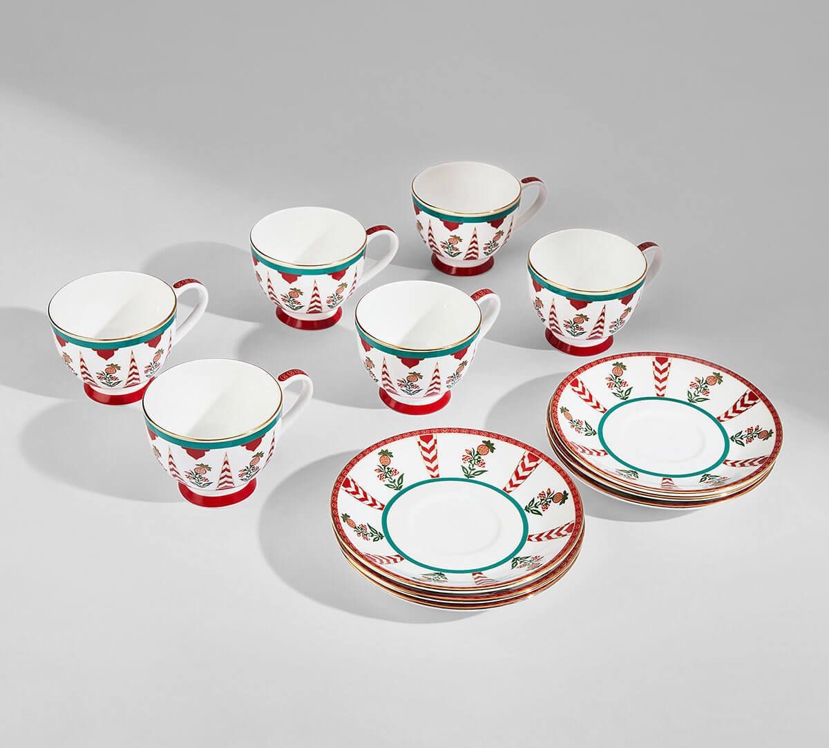 India Circus by Krsnaa Mehta Blushed Orchard Cup & Saucer Set of 6
