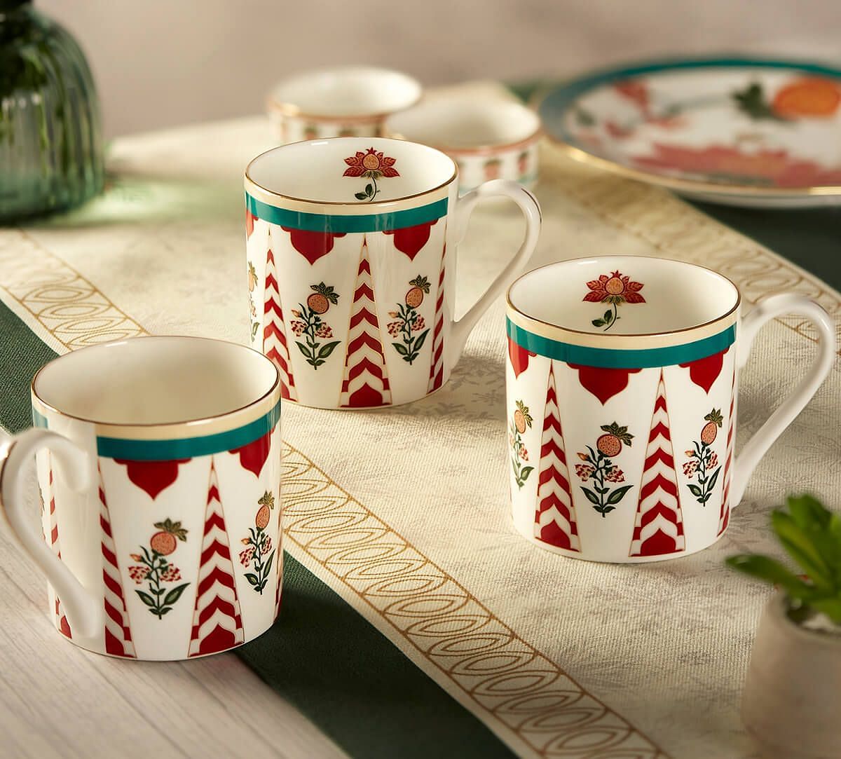 India Circus by Krsnaa Mehta Blushed Orchard Melon Mugs Set of 6