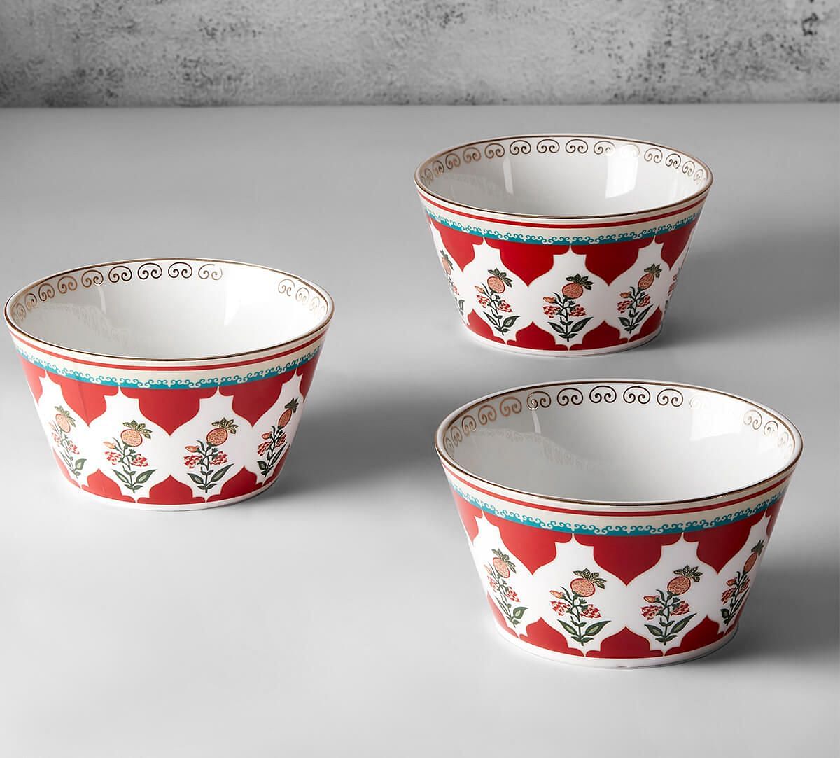 India Circus by Krsnaa Mehta Blushed Orchard Nikko Bowl Set of 3