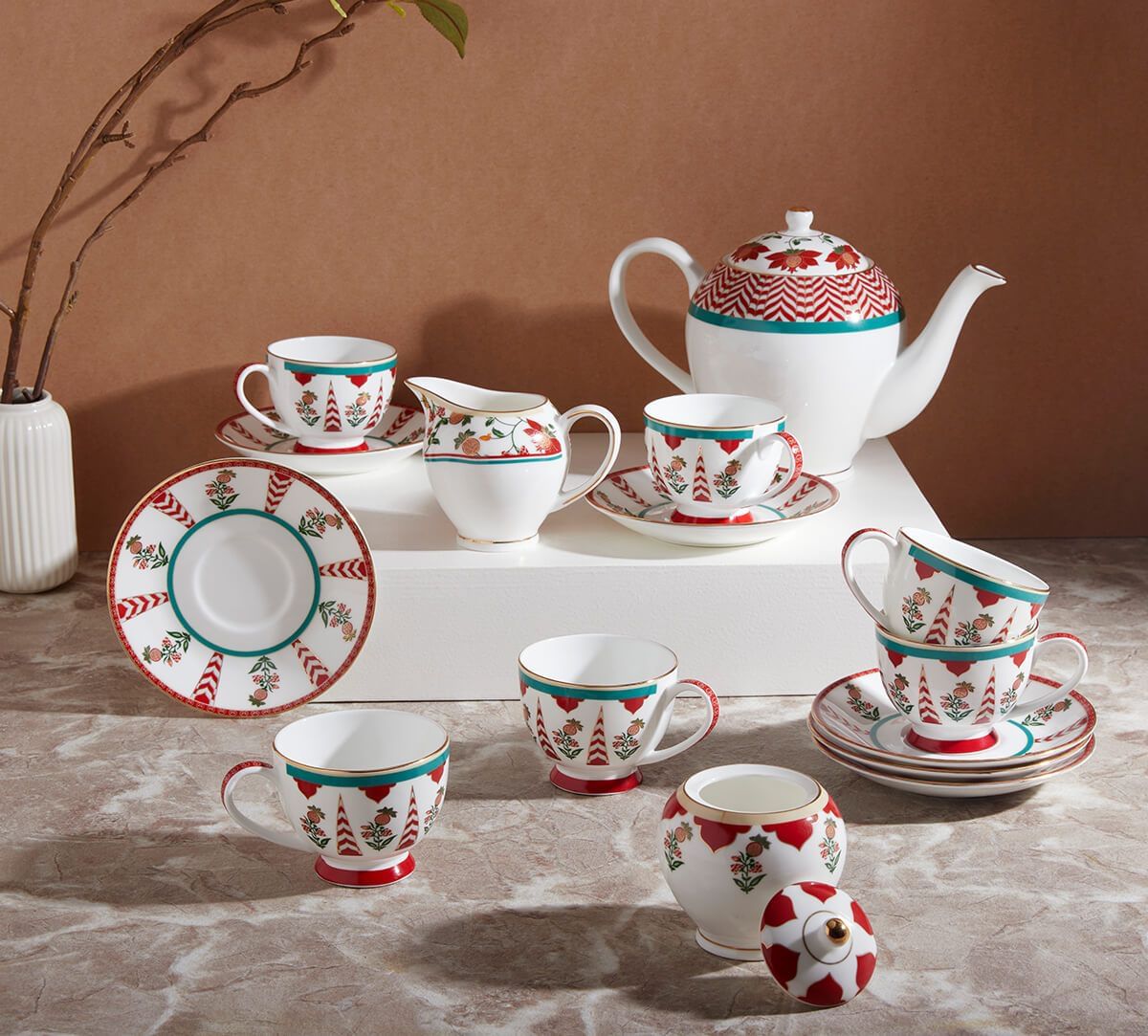 India Circus by Krsnaa Mehta Blushed Orchard Tea Set