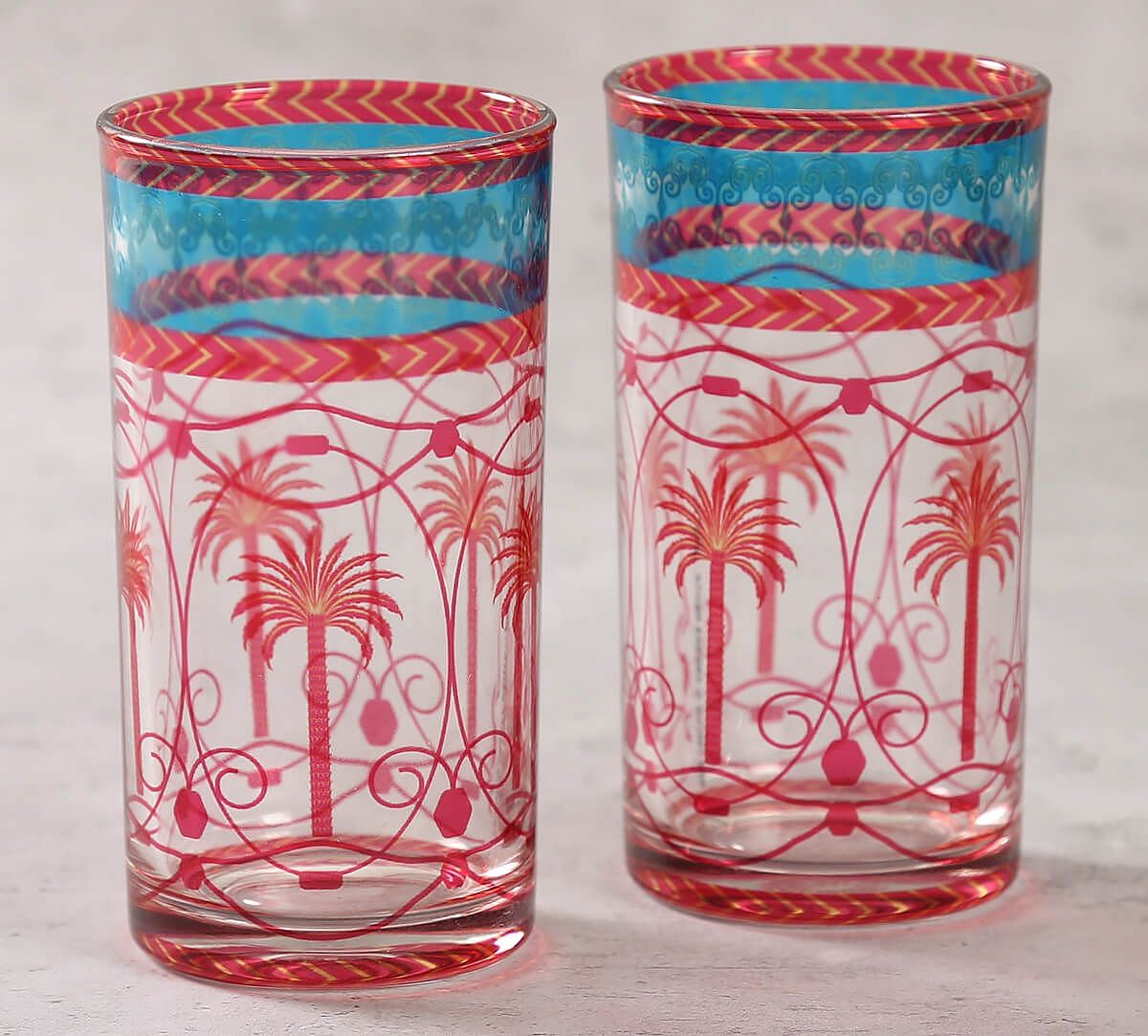 India Circus by Krsnaa Mehta Blushed Palmeria Glass Tumbler Set of 2