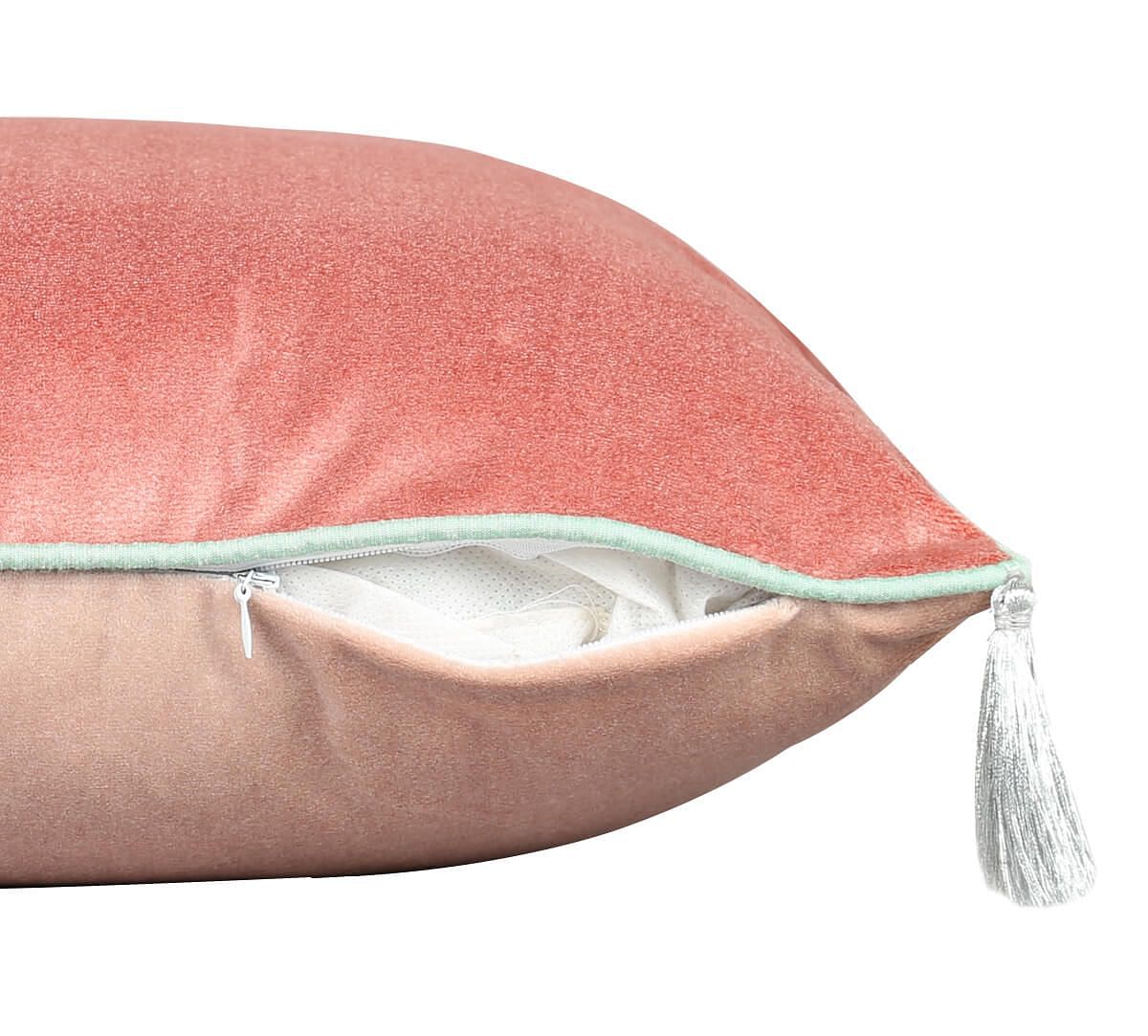 India Circus by Krsnaa Mehta Candlelight Peach Tassle Cushion Cover