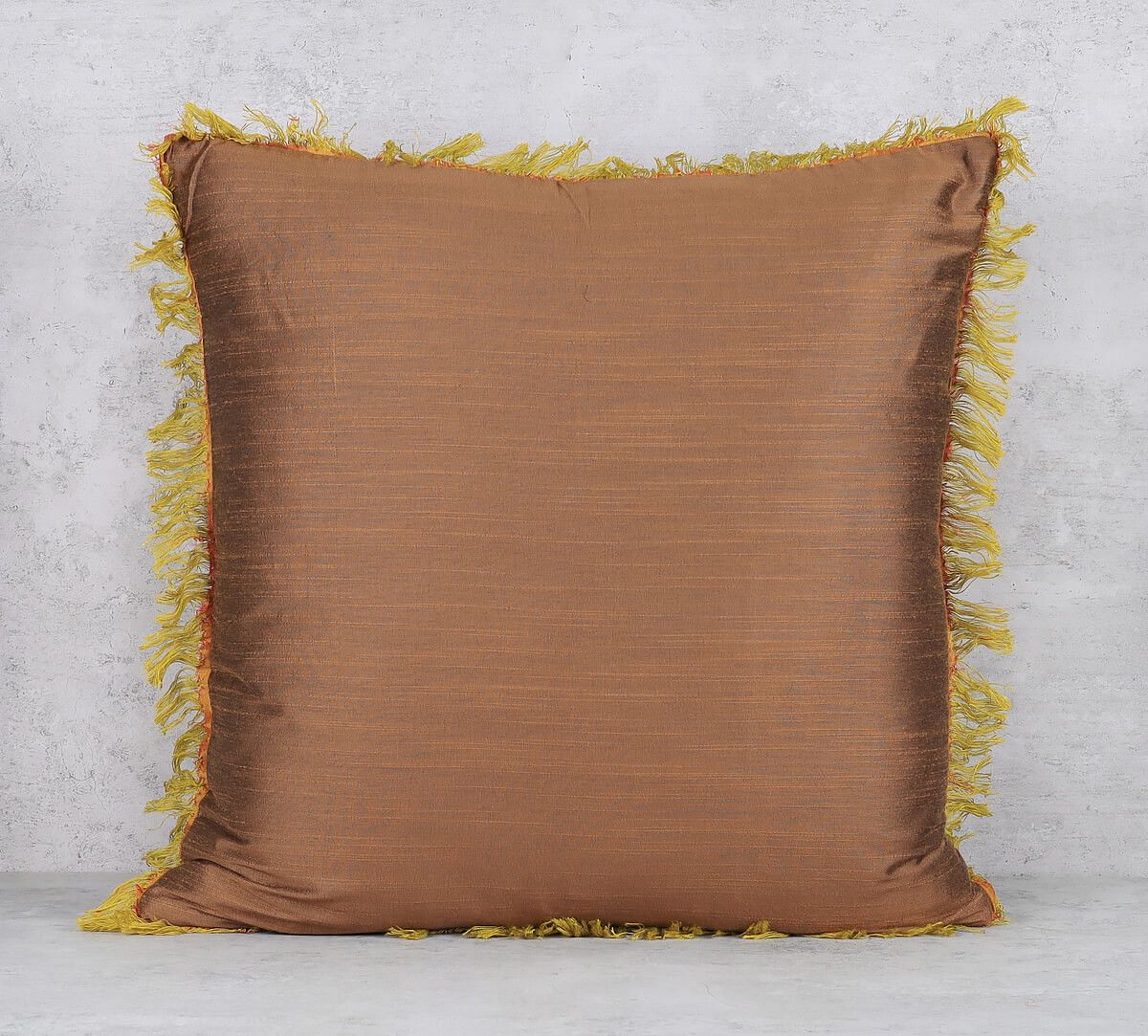 India Circus by Krsnaa Mehta Caramel Fringe Cushion Cover