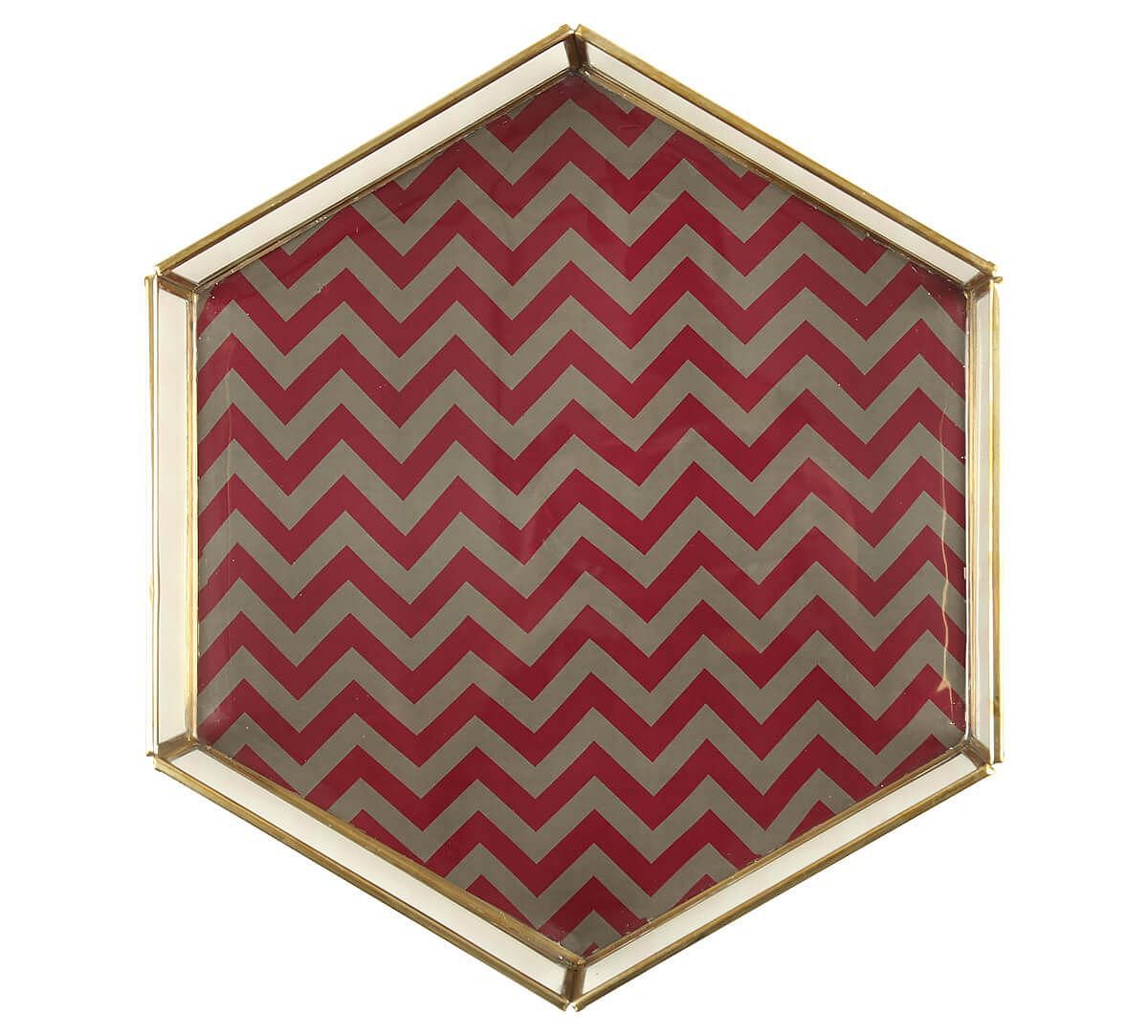 India Circus by Krsnaa Mehta Carmine Chevron Hexagon Tray