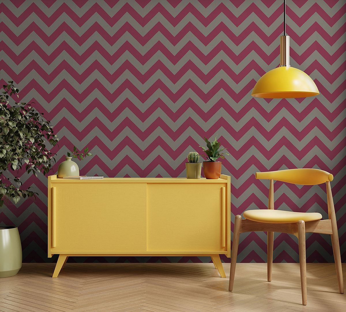 India Circus by Krsnaa Mehta Carmine Chevron Wallpaper